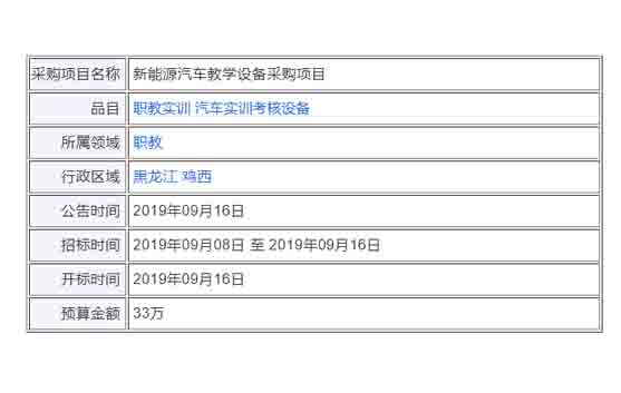 新能源汽车教学设备采购